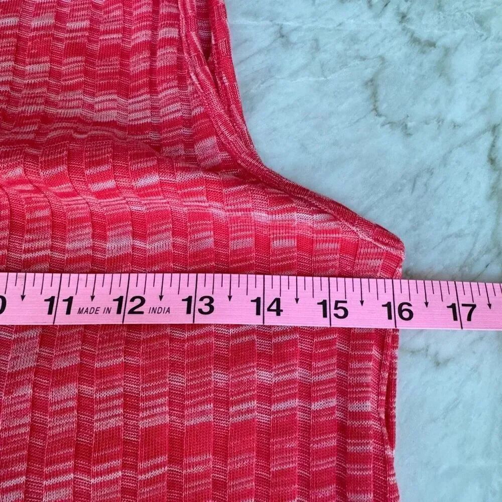 Zara hot pink space dye knit cut out back ribbed stretch dress size M - Picture 5 of 6